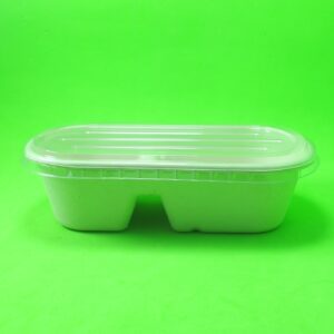 bowl rectangular con tapa trasnsparente biodegradable
