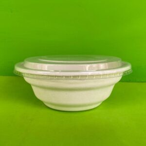 bowl plato con tapa bagazo caña ecologico biodegradable